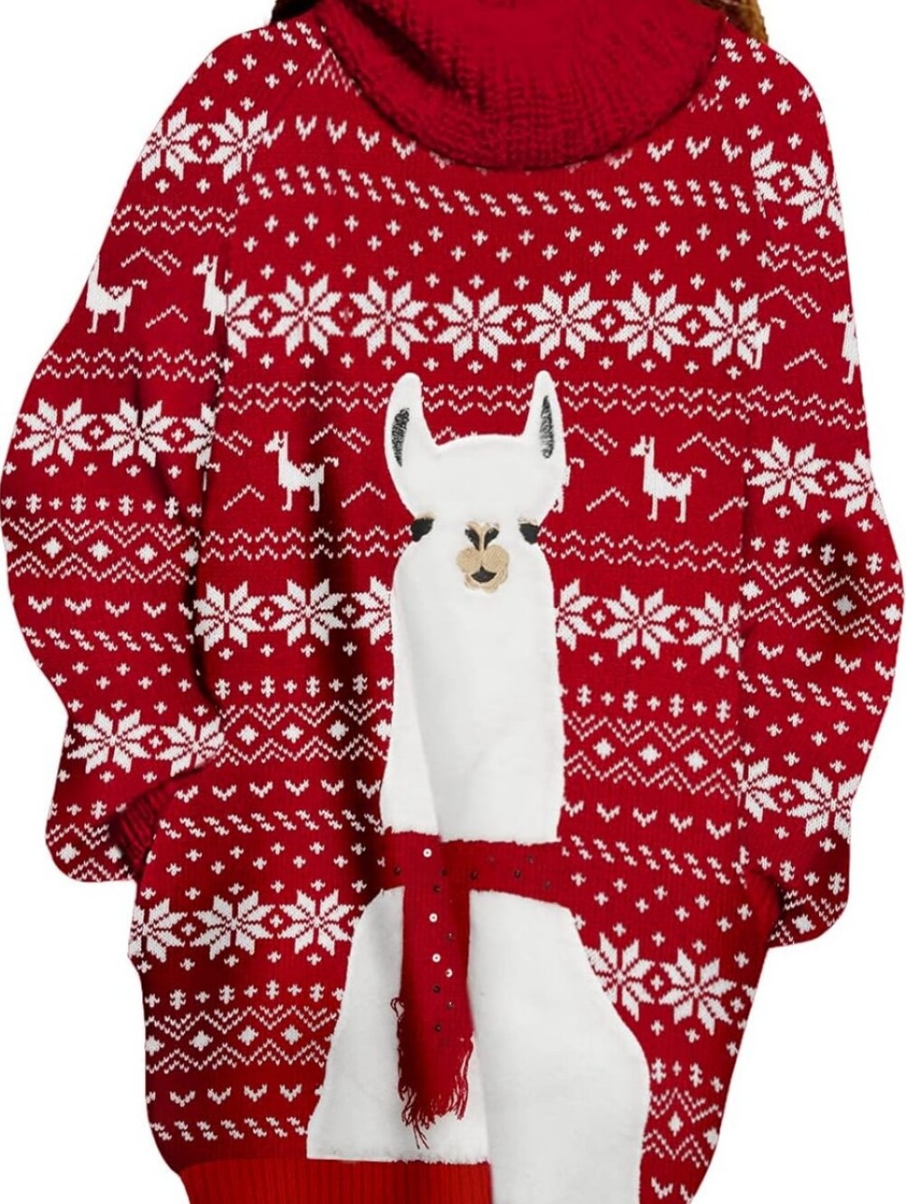 Cozy Red Llama Fair Isle Sweater